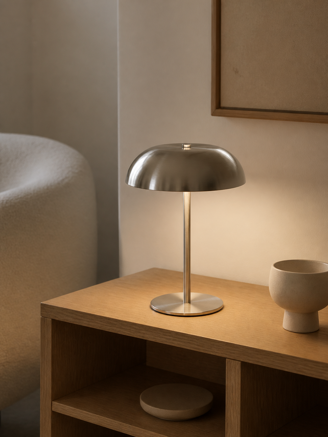 Rechargeable dome table lamp second styled living room scene