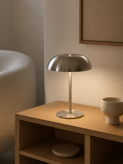 Rechargeable dome table lamp second styled living room scene