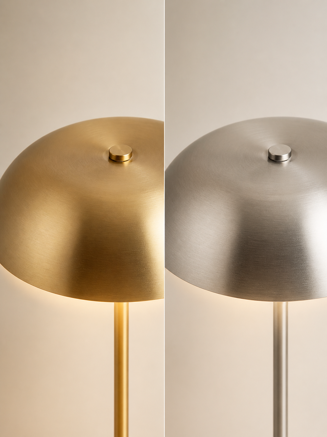Rechargeable dome table lamp metal detail