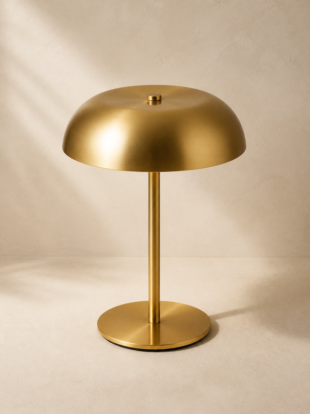 Gold rechargeable dome table lamp studio product shot