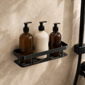 Single black no-drill shower caddy