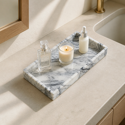 Marble-Look Vanity Tray