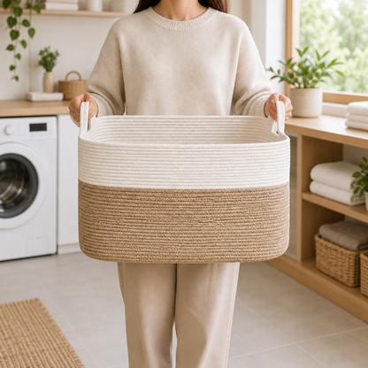 Cotton Rope Laundry Basket — 58L
