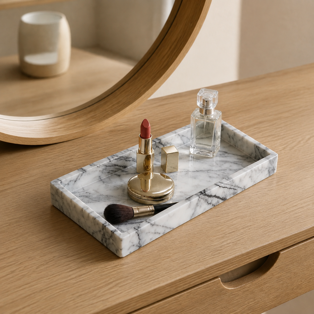 Marble-Look Vanity Tray