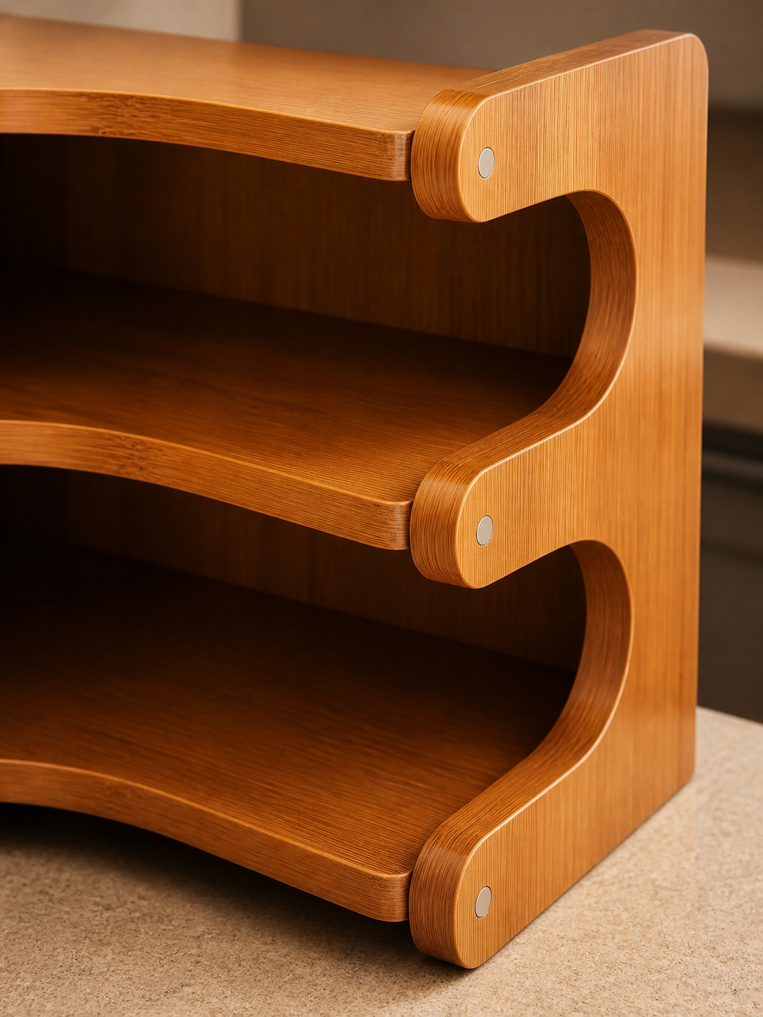Wooden corner shelf organizer construction detail
