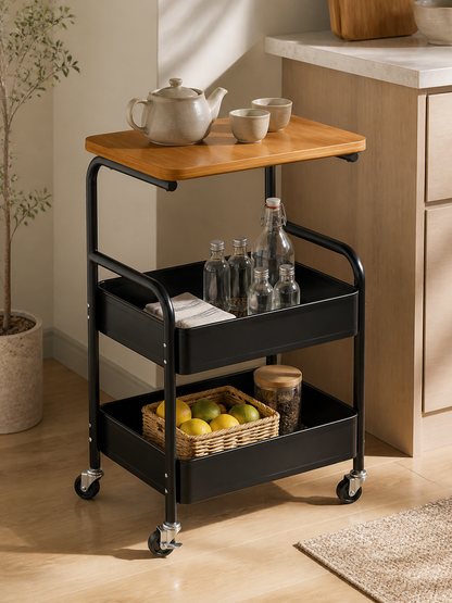 Three-tier rolling cart styled kitchen
