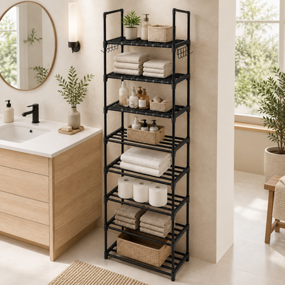 Bathroom storage rack full tower lifestyle