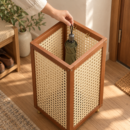 Woven-Panel Umbrella Stand