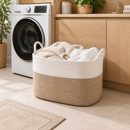 Cotton Rope Laundry Basket — 58L