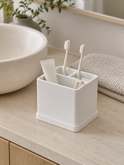 Three-Compartment Toothbrush Holder