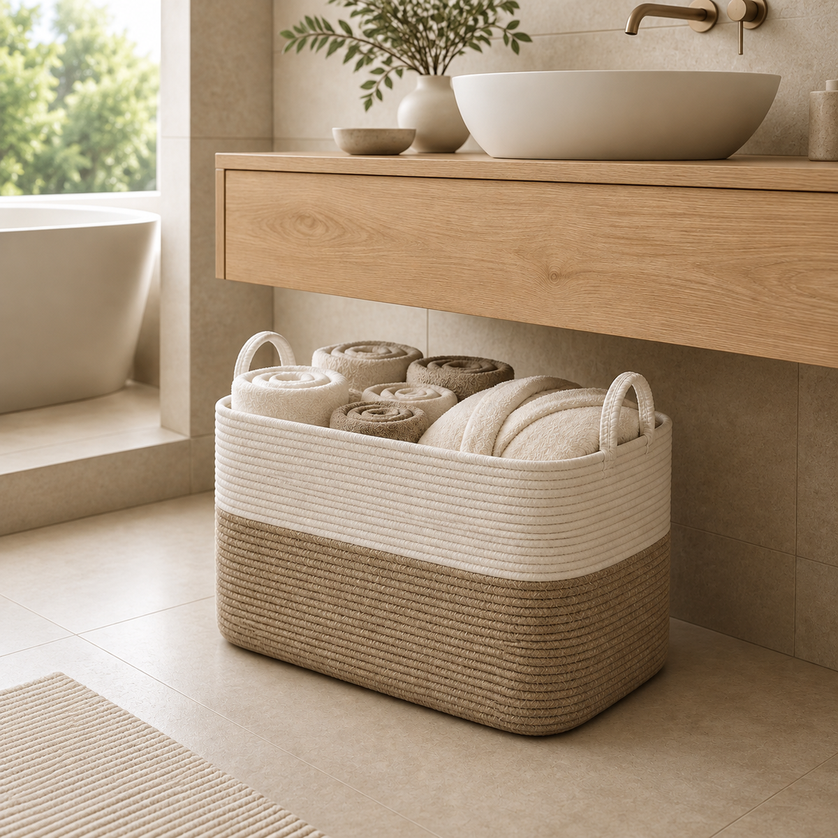 Cotton Rope Laundry Basket — 58L