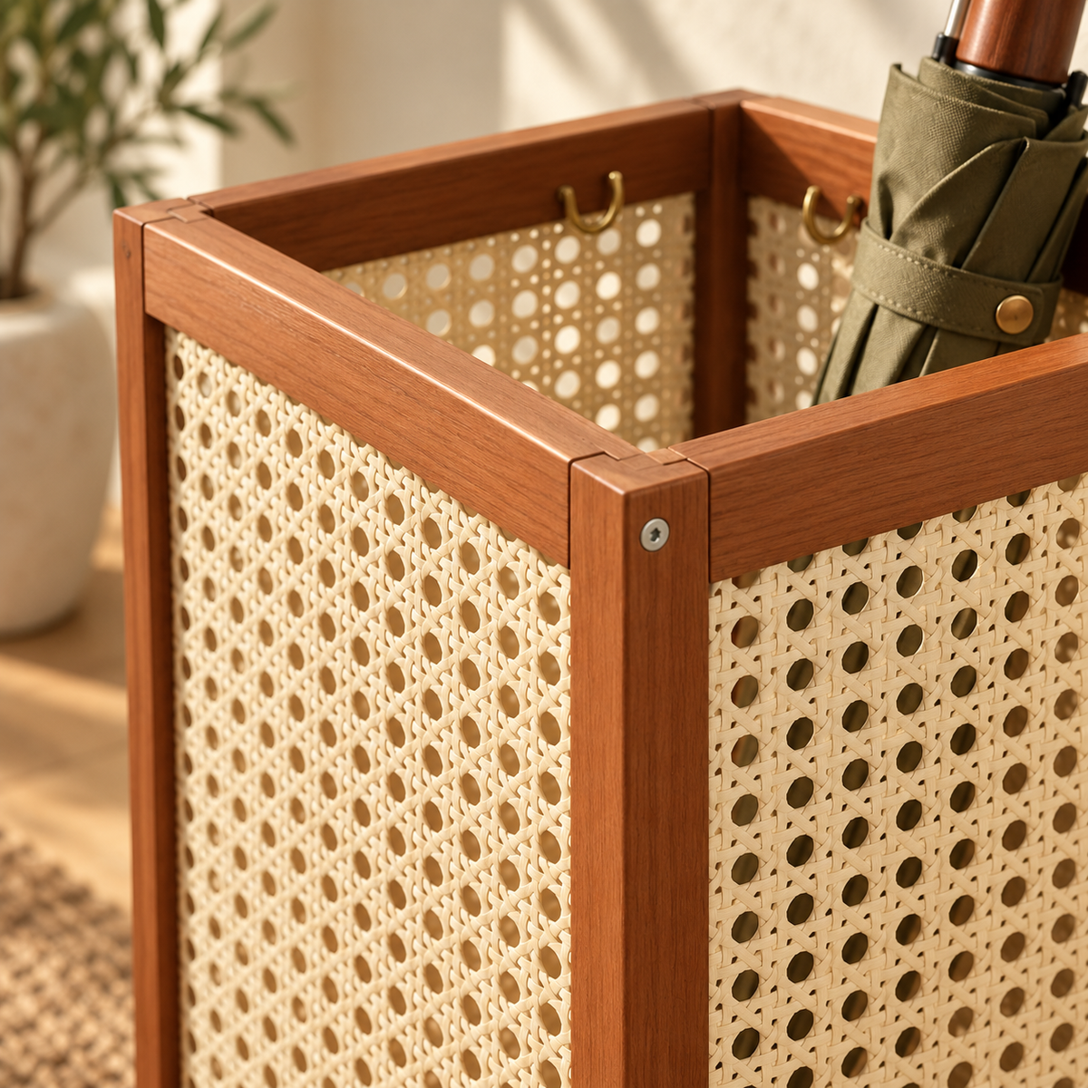 Woven-Panel Umbrella Stand