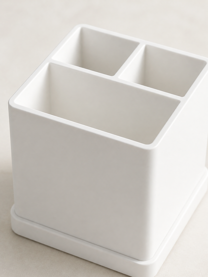 Three-Compartment Toothbrush Holder
