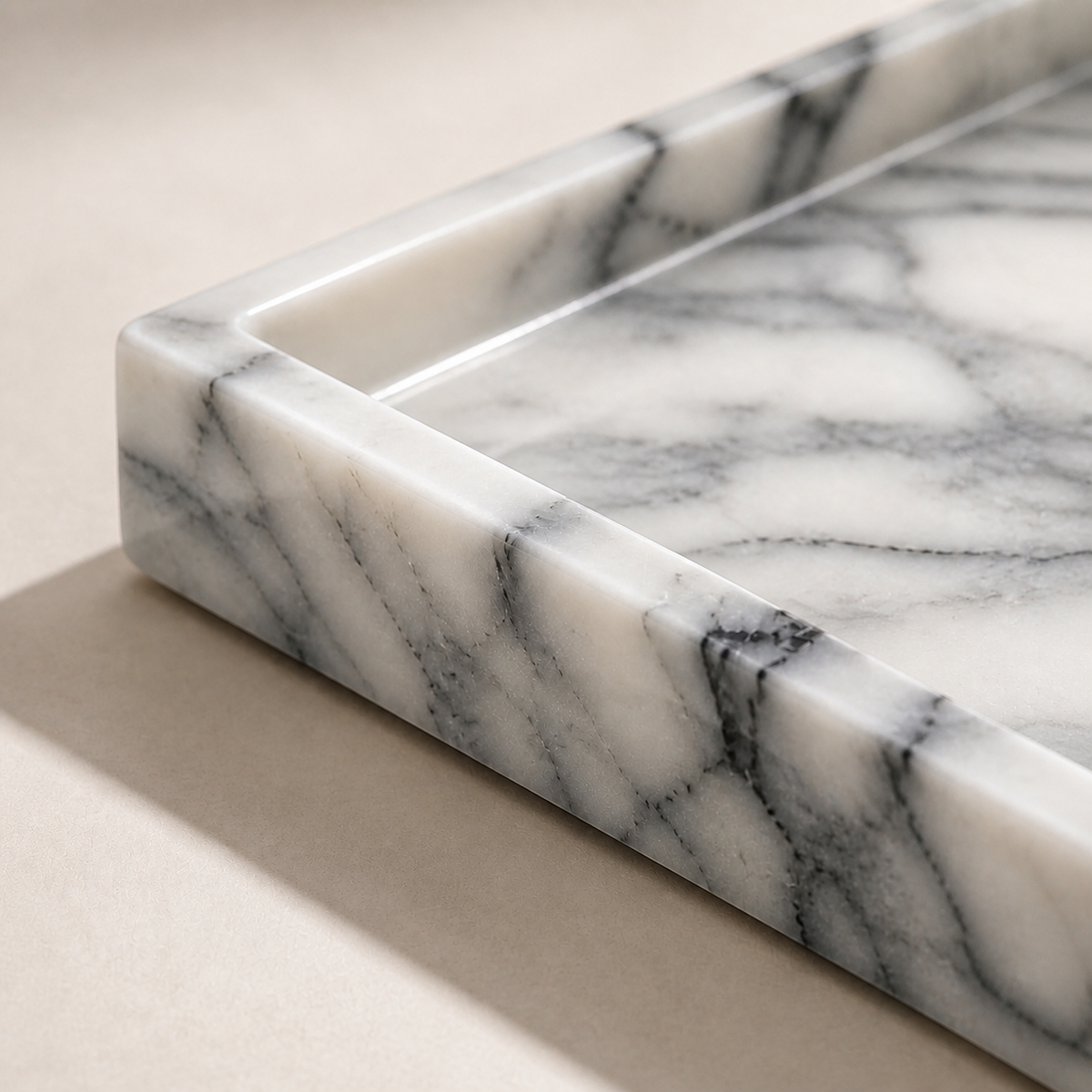 Marble-Look Vanity Tray