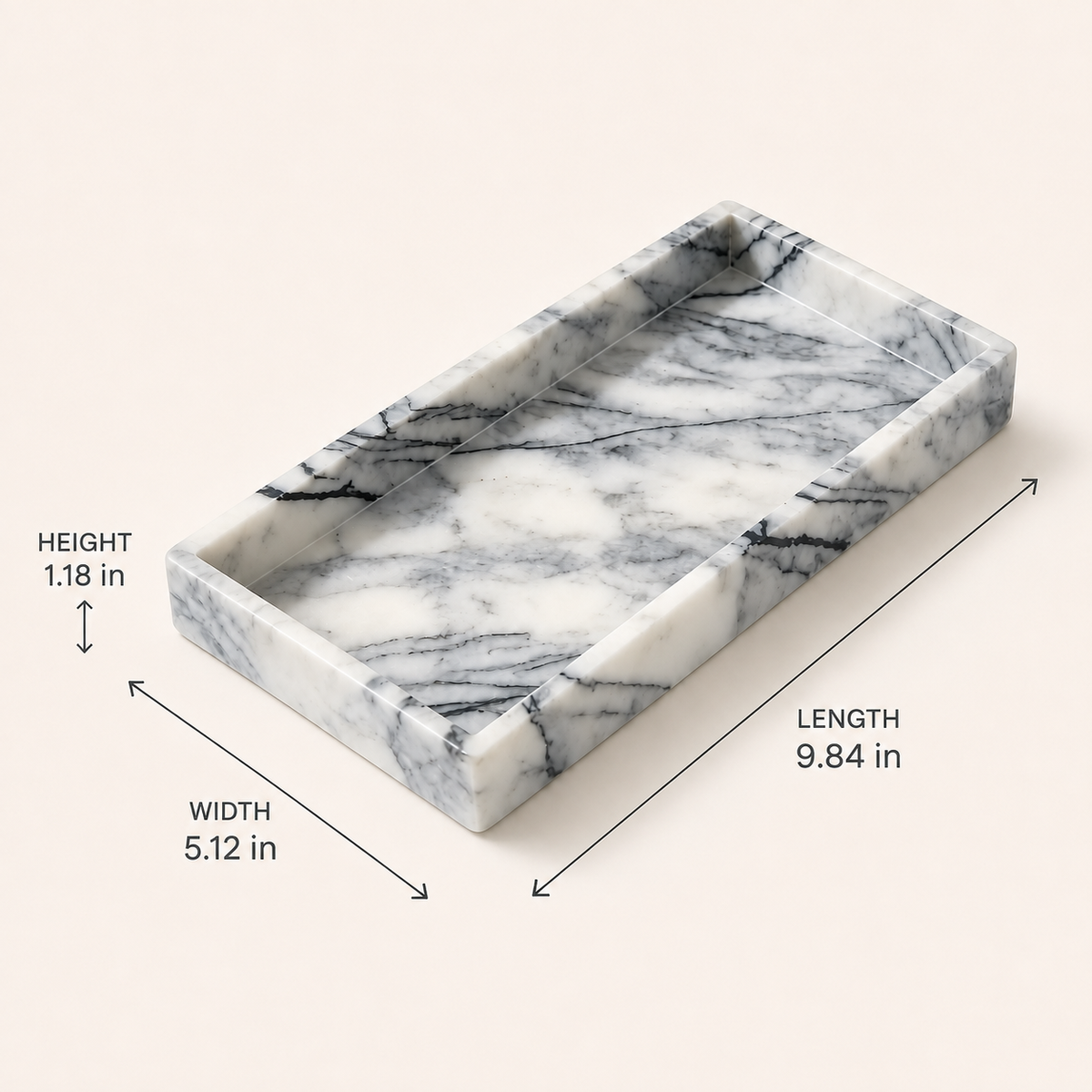 Marble-Look Vanity Tray