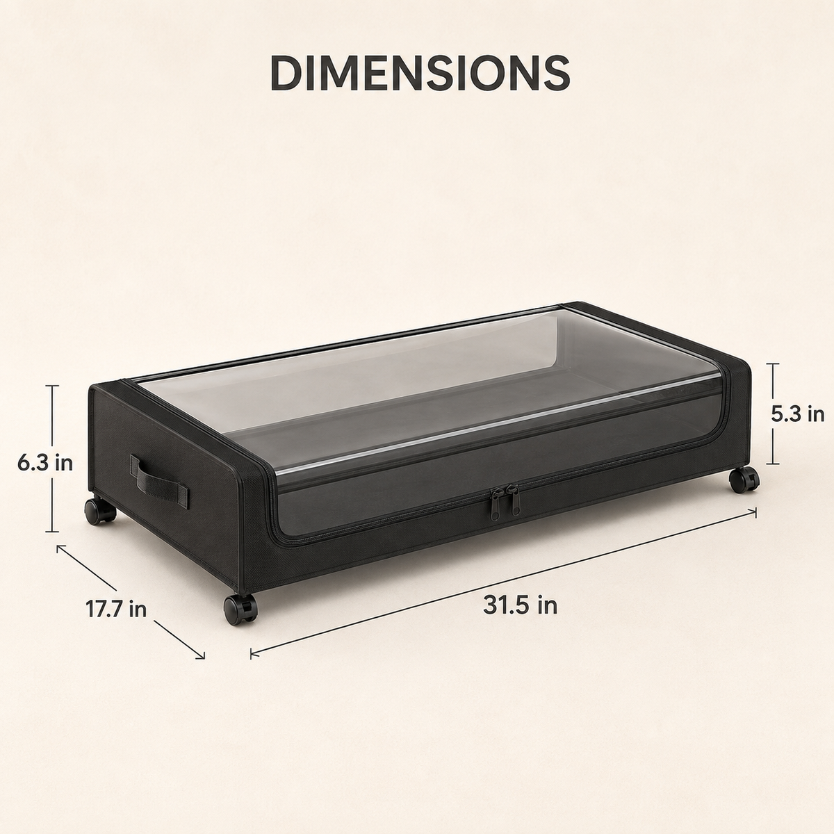 Under-bed organizer dimensions in inches