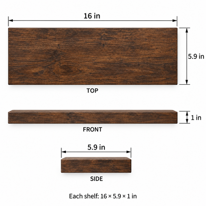 Rowan — Wood Floating Shelves, Set of 2