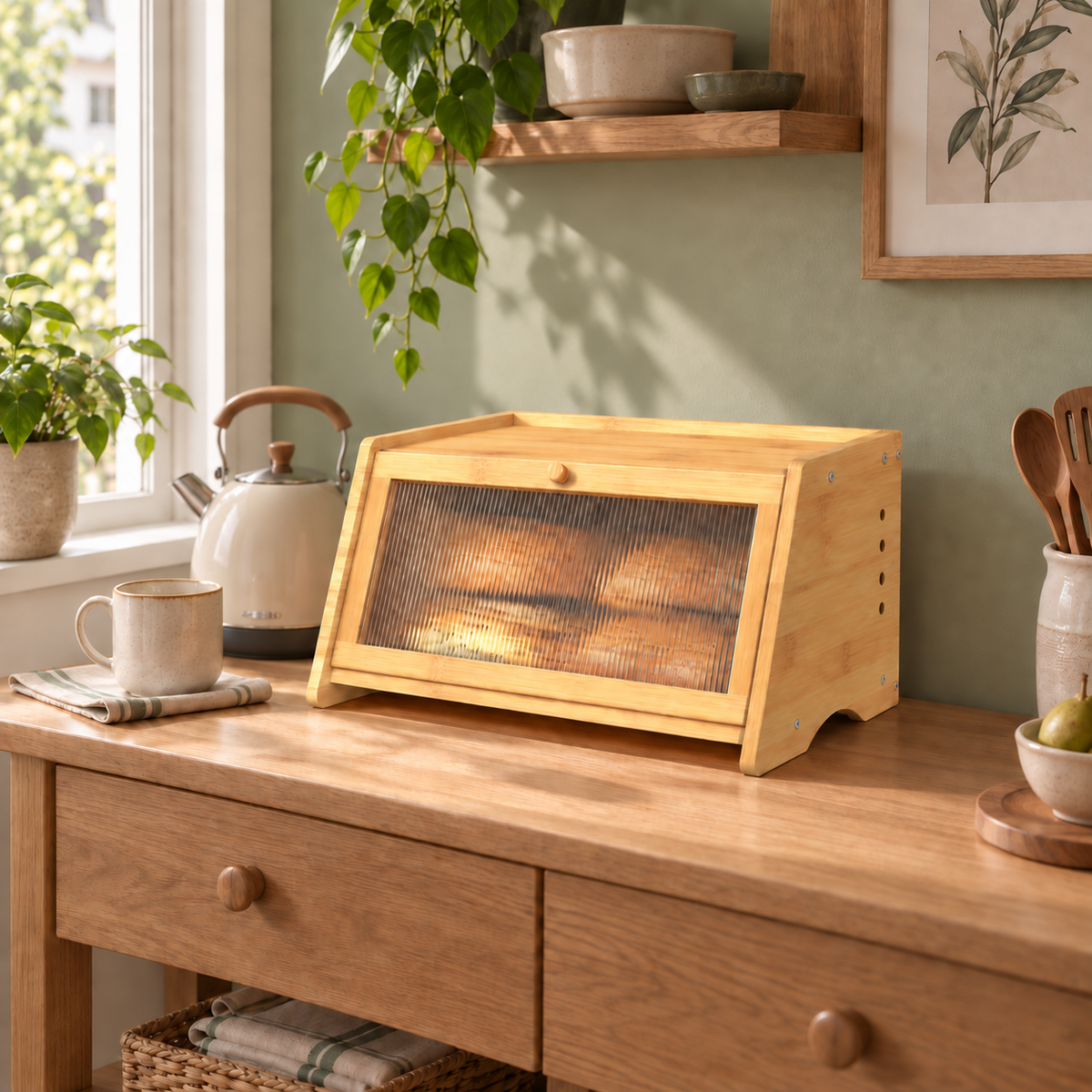 Fluted-Door Bread Box — lifestyle ambient