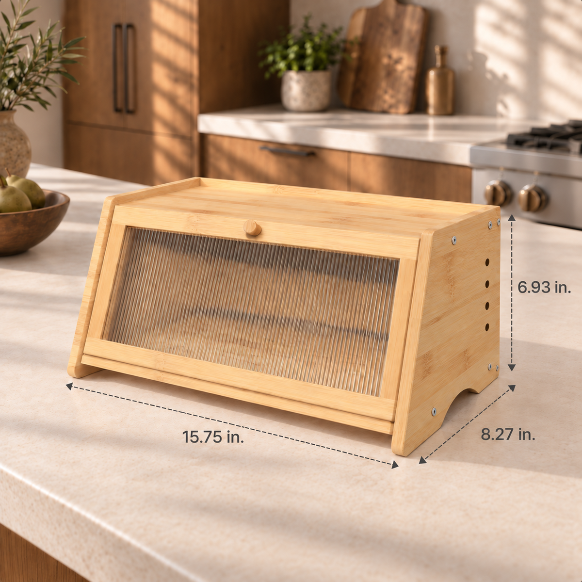 Fluted-Door Bread Box — dimensions