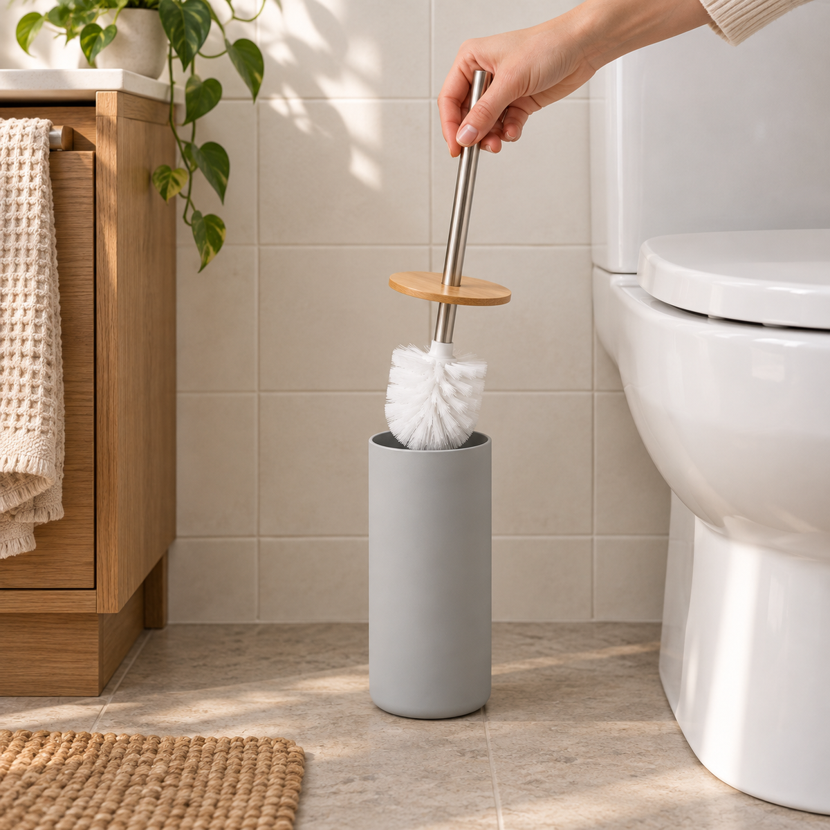 Toilet Brush & Holder — lifestyle in use