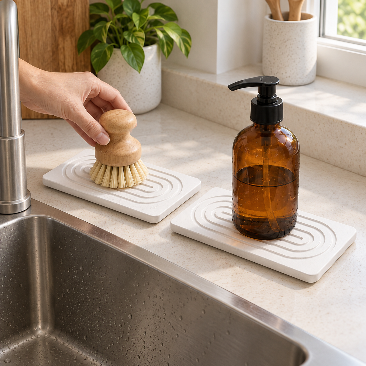 Diatomite Sink Trays, Pair — lifestyle in use