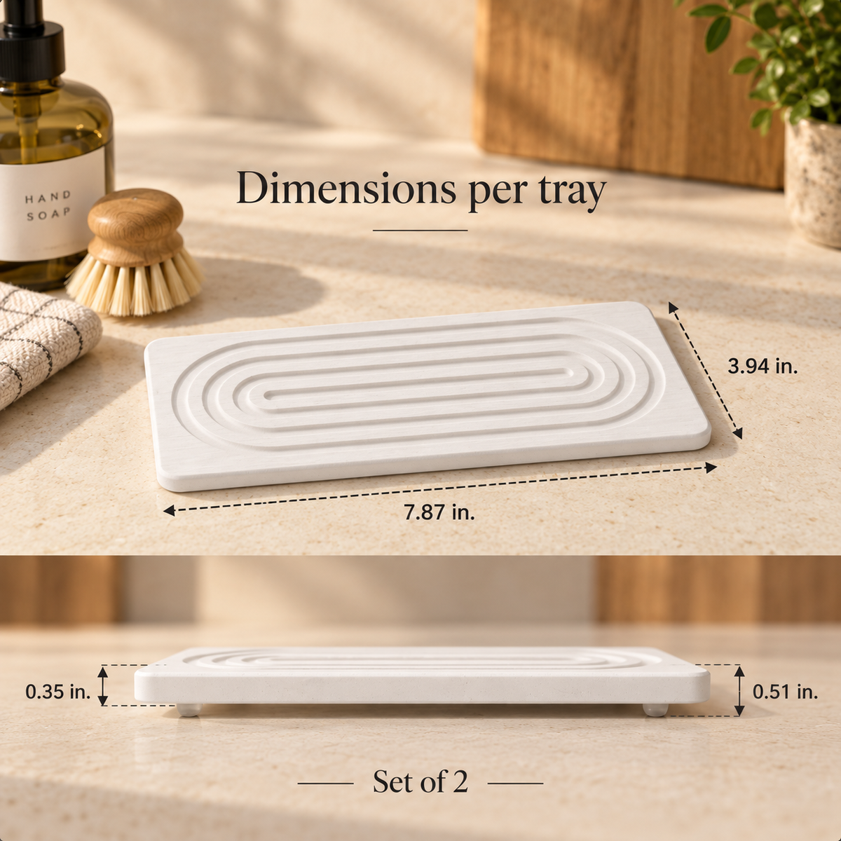 Diatomite Sink Trays, Pair — dimensions
