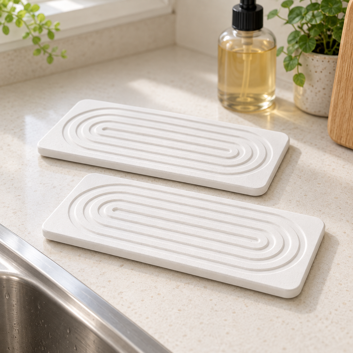 Diatomite Sink Trays, Pair — variant hero white