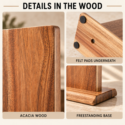 Magnetic Acacia Knife Block — infographic wood and base
