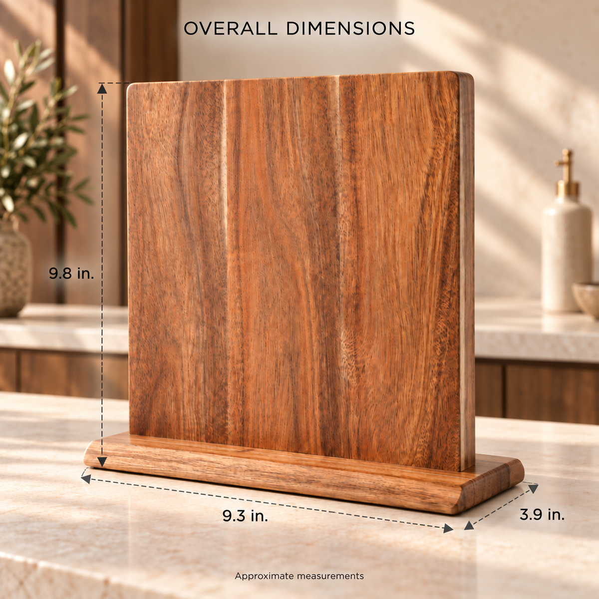 Magnetic Acacia Knife Block — dimensions
