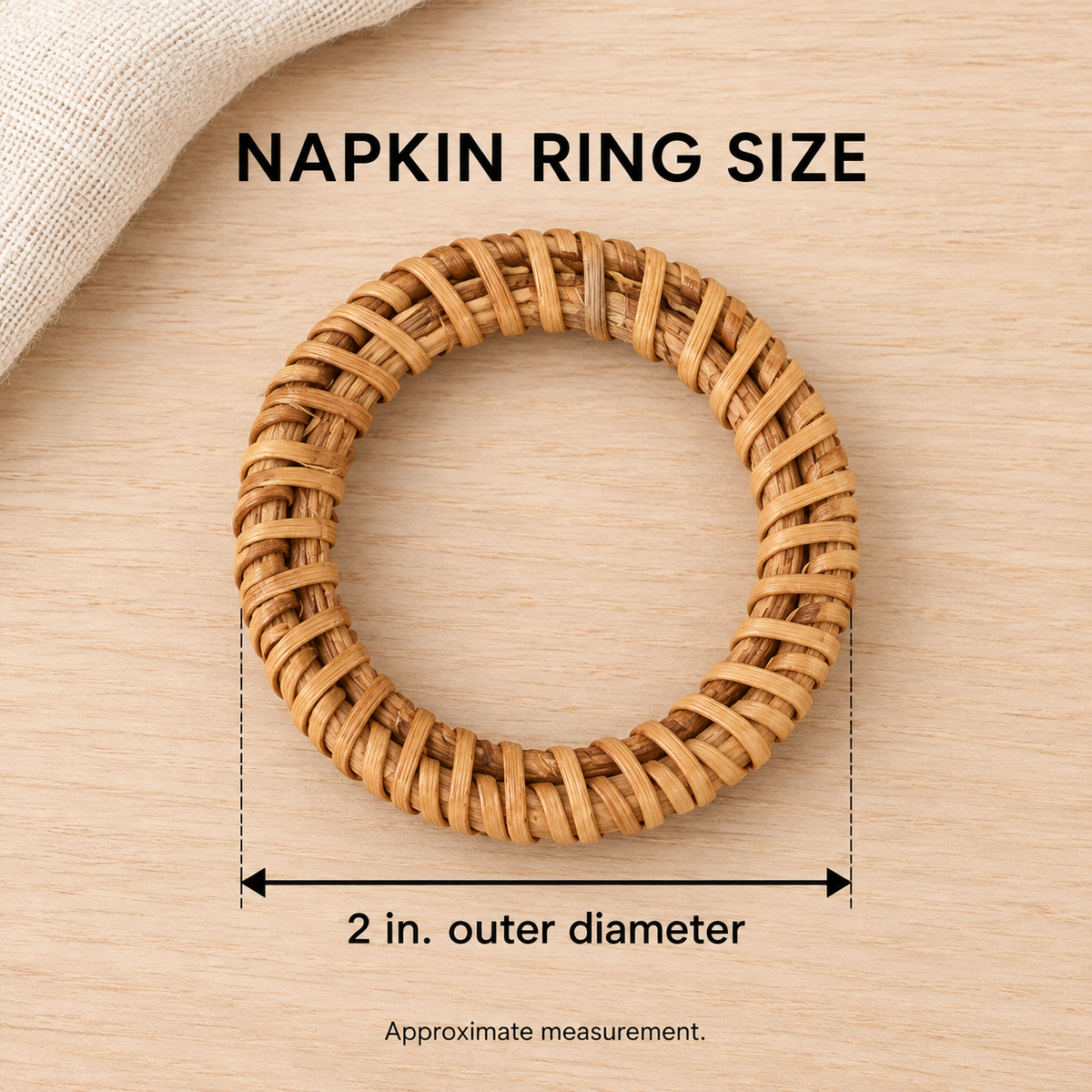 Woven Napkin Rings, Set of 12 — dimensions