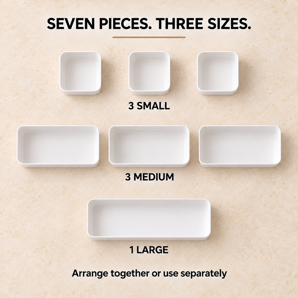 Drawer Organizer, Set of 7 — infographic seven pieces