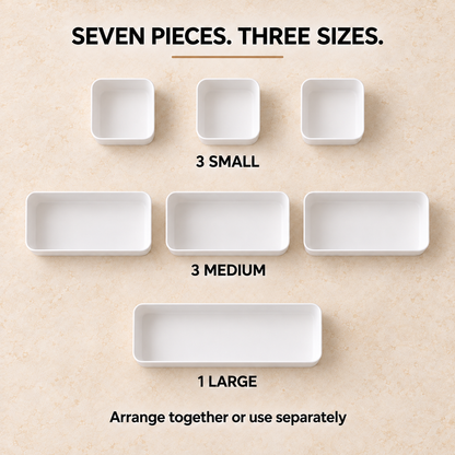Drawer Organizer, Set of 7 — infographic seven pieces