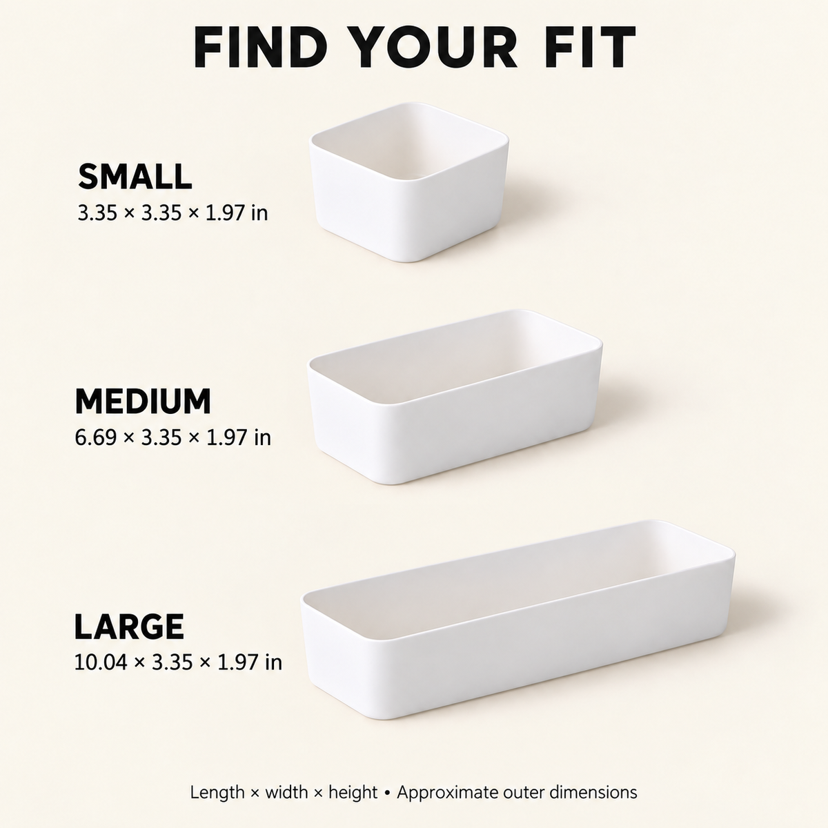 Drawer Organizer, Set of 7 — dimensions