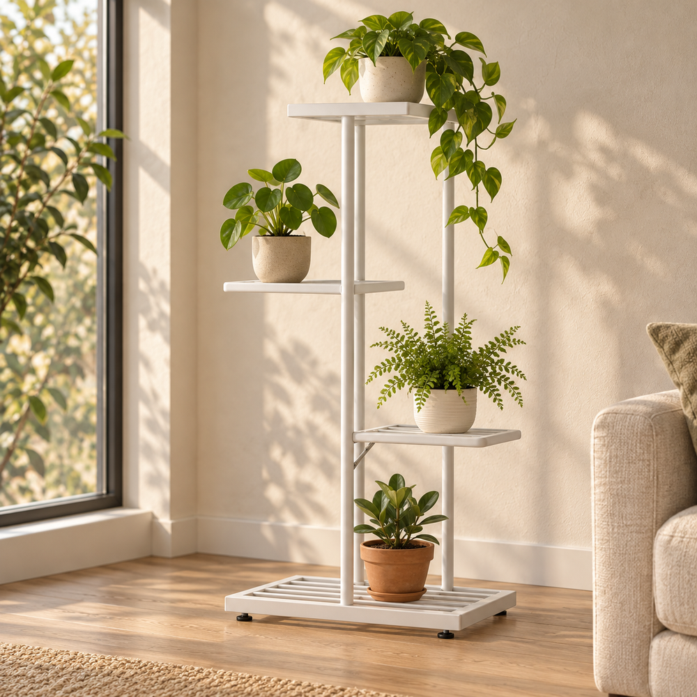 4-Tier Metal Plant Stand — hero lifestyle