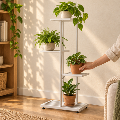 4-Tier Metal Plant Stand — lifestyle in use