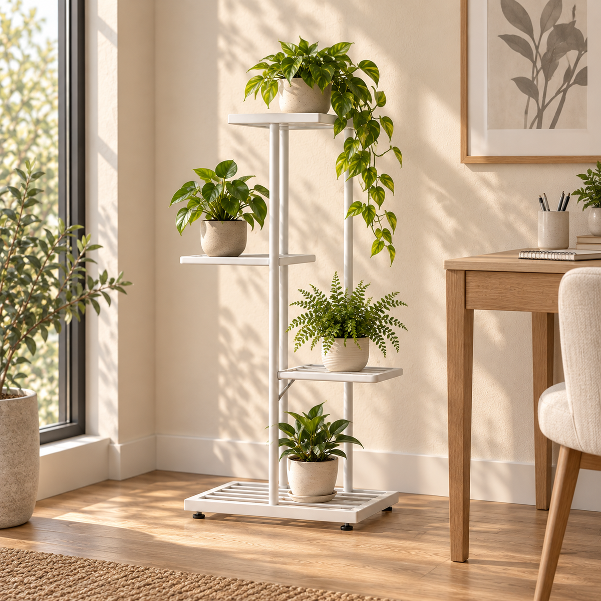 4-Tier Metal Plant Stand — lifestyle ambient
