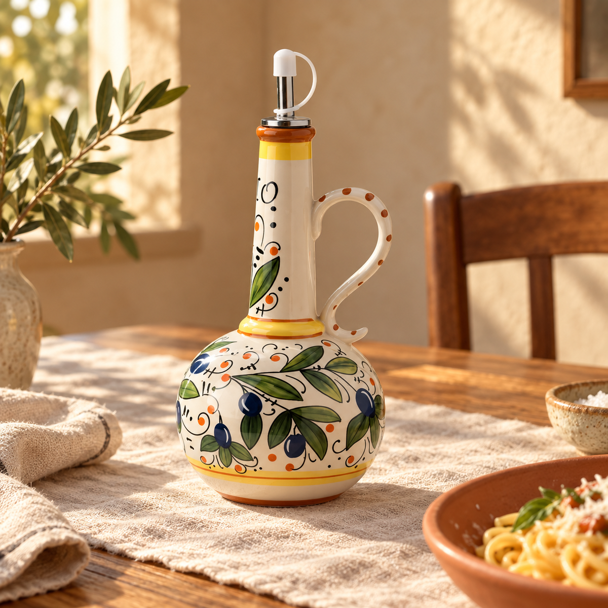 Olive Ceramic Oil Dispenser — dining room