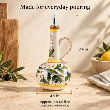 Olive Ceramic Oil Dispenser — dimensions