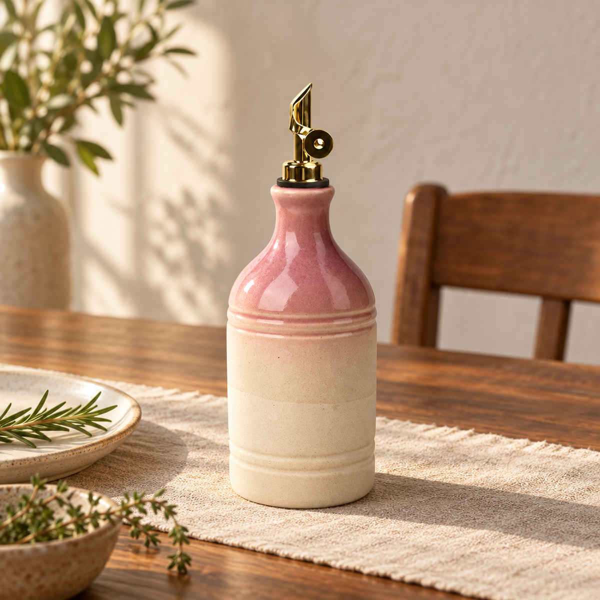 Ribbed Ceramic Oil Dispenser — dining room