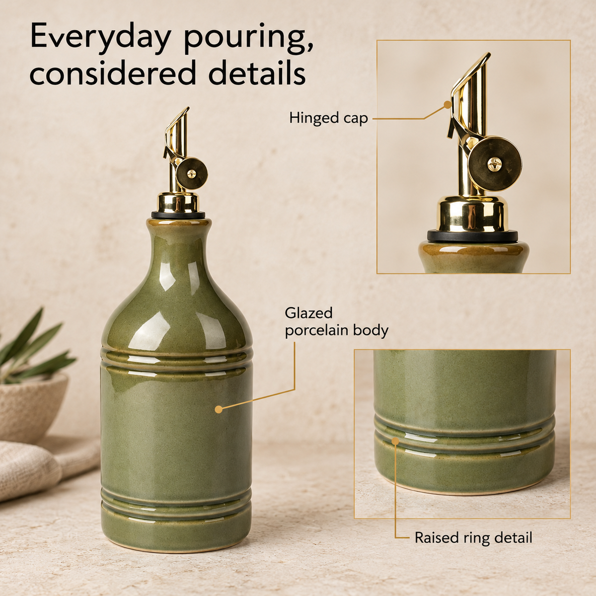 Ribbed Ceramic Oil Dispenser — details