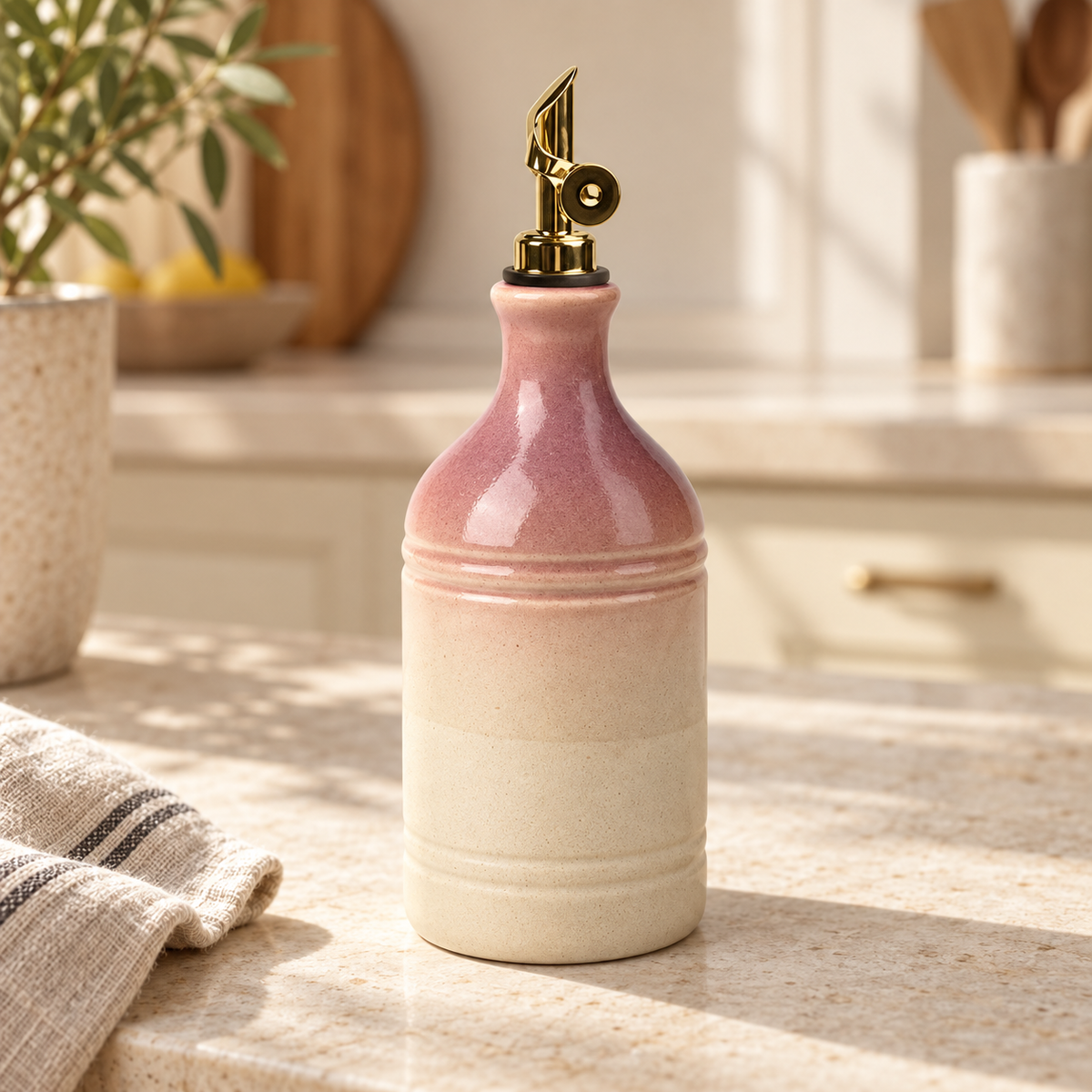 Ribbed Ceramic Oil Dispenser — variant purple b