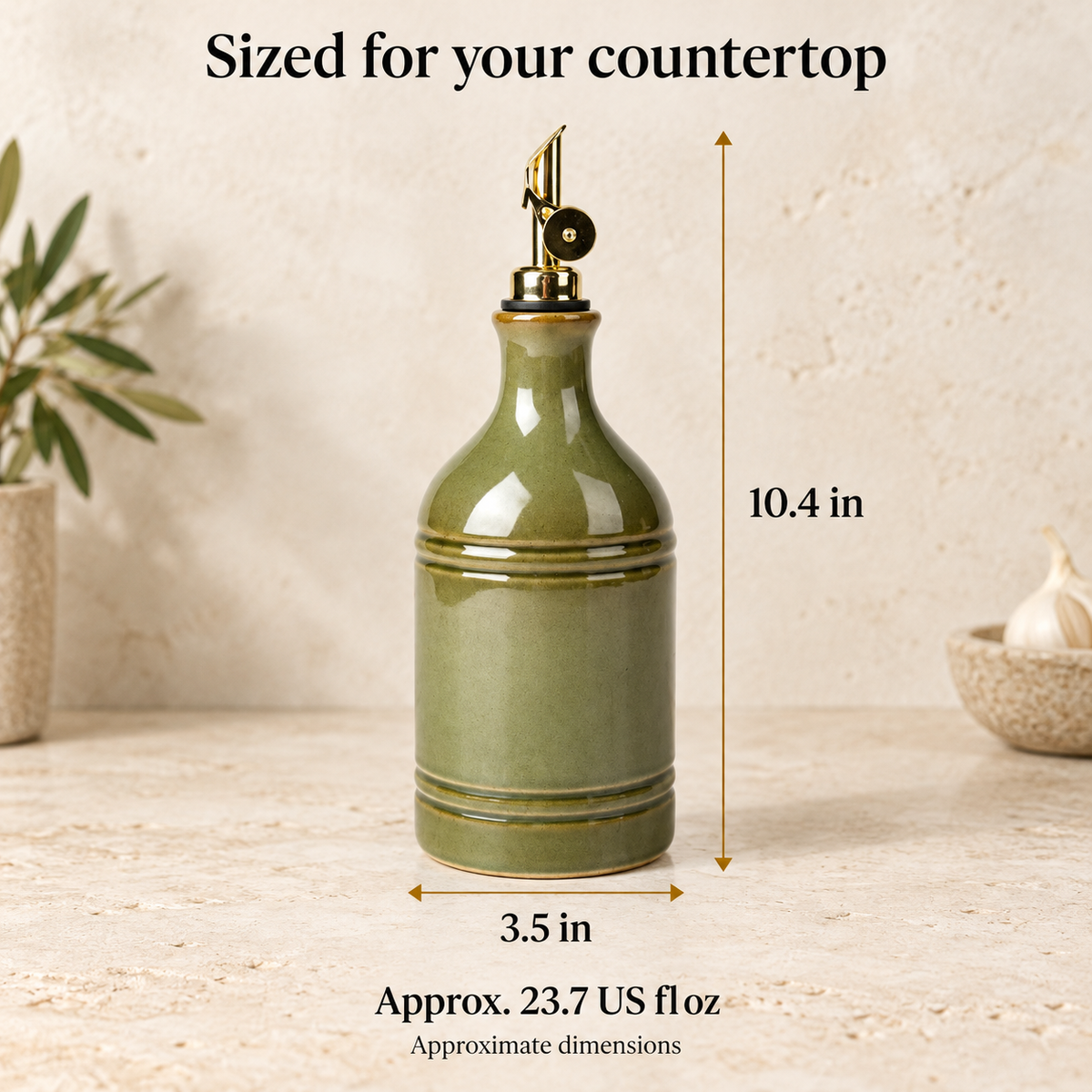 Ribbed Ceramic Oil Dispenser — dimensions