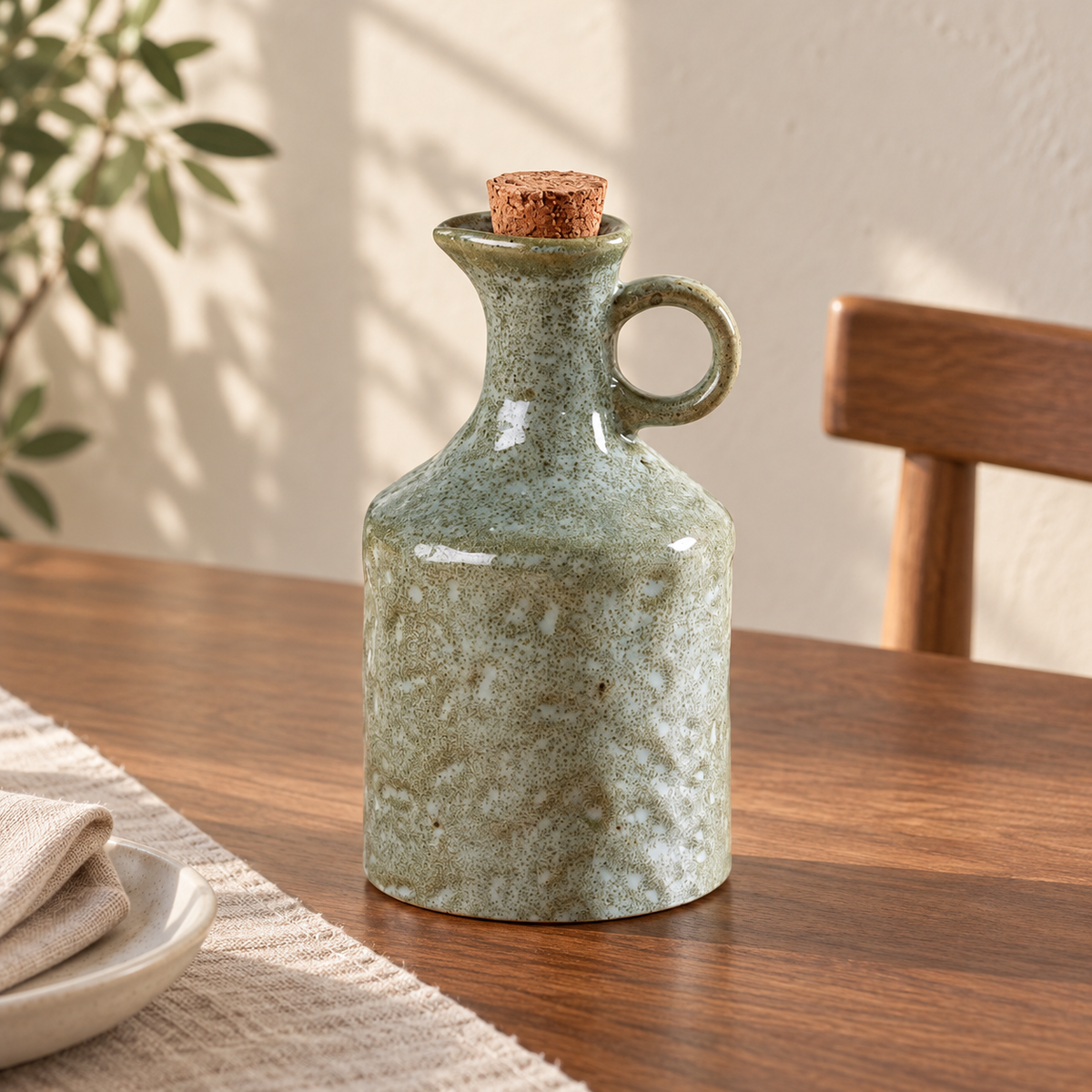 Handled Ceramic Oil Dispenser — dining room