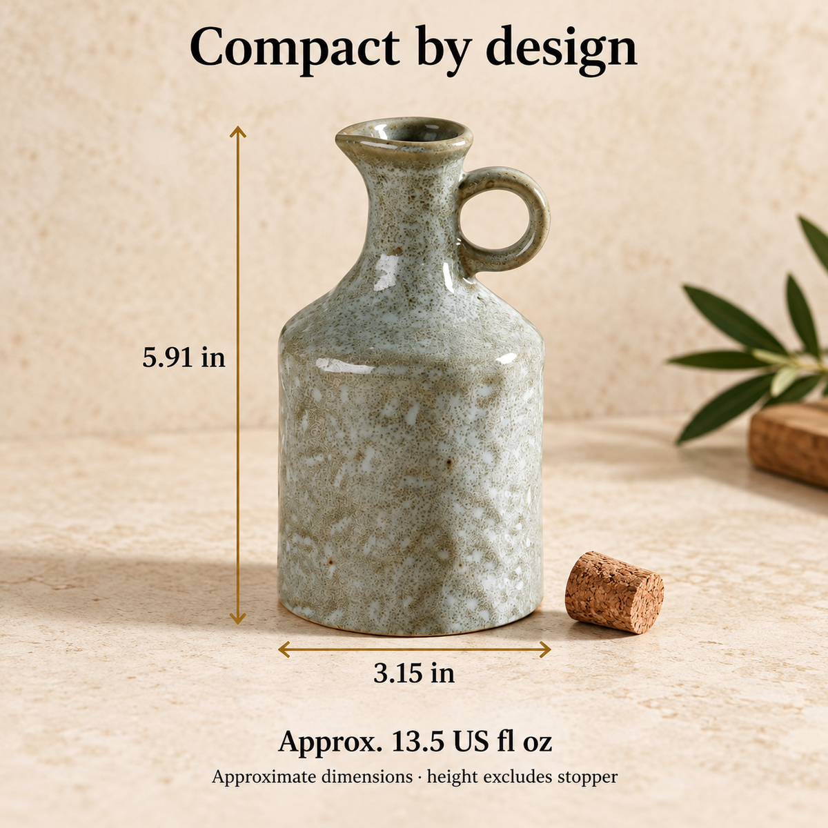 Handled Ceramic Oil Dispenser — dimensions
