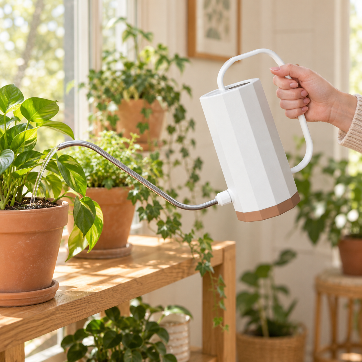 Gooseneck Watering Can — lifestyle in use