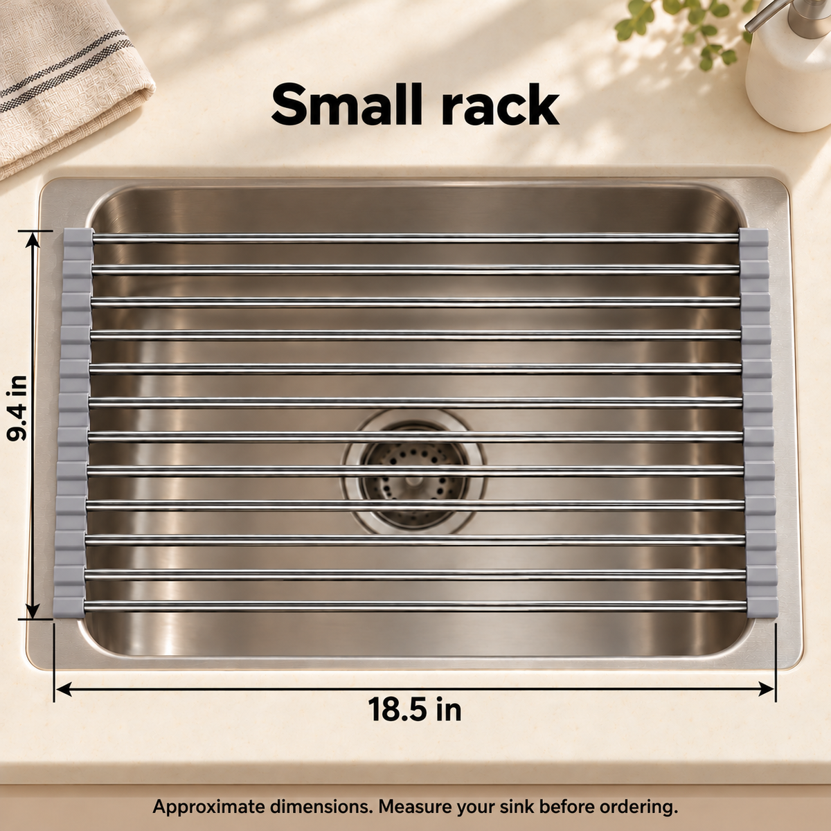 Roll-Up Dish Drying Rack — dimensions small