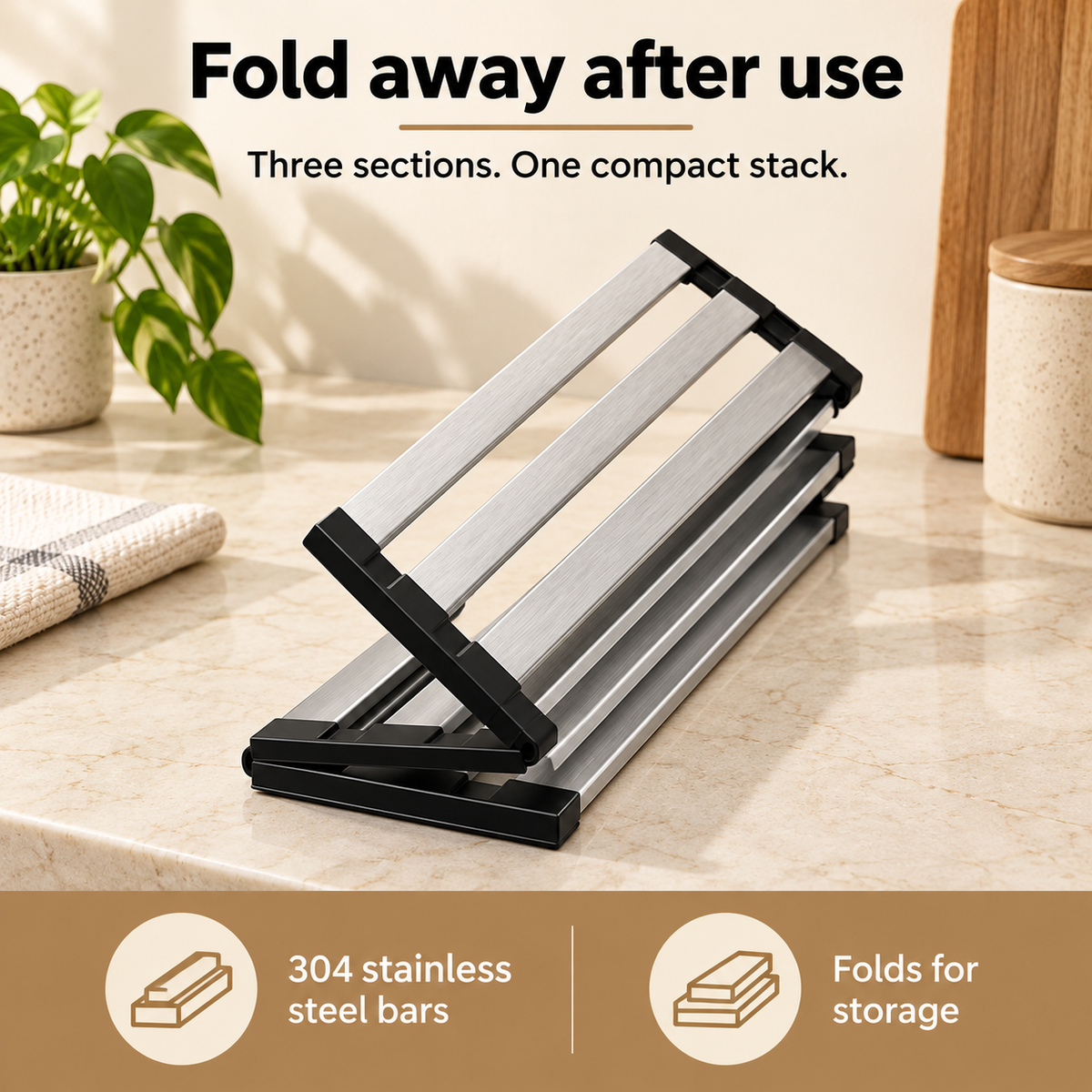 Folding Dish Drying Rack — infographic folding storage