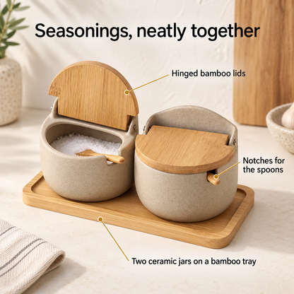 Ceramic Salt Cellars, Set of 2 — details