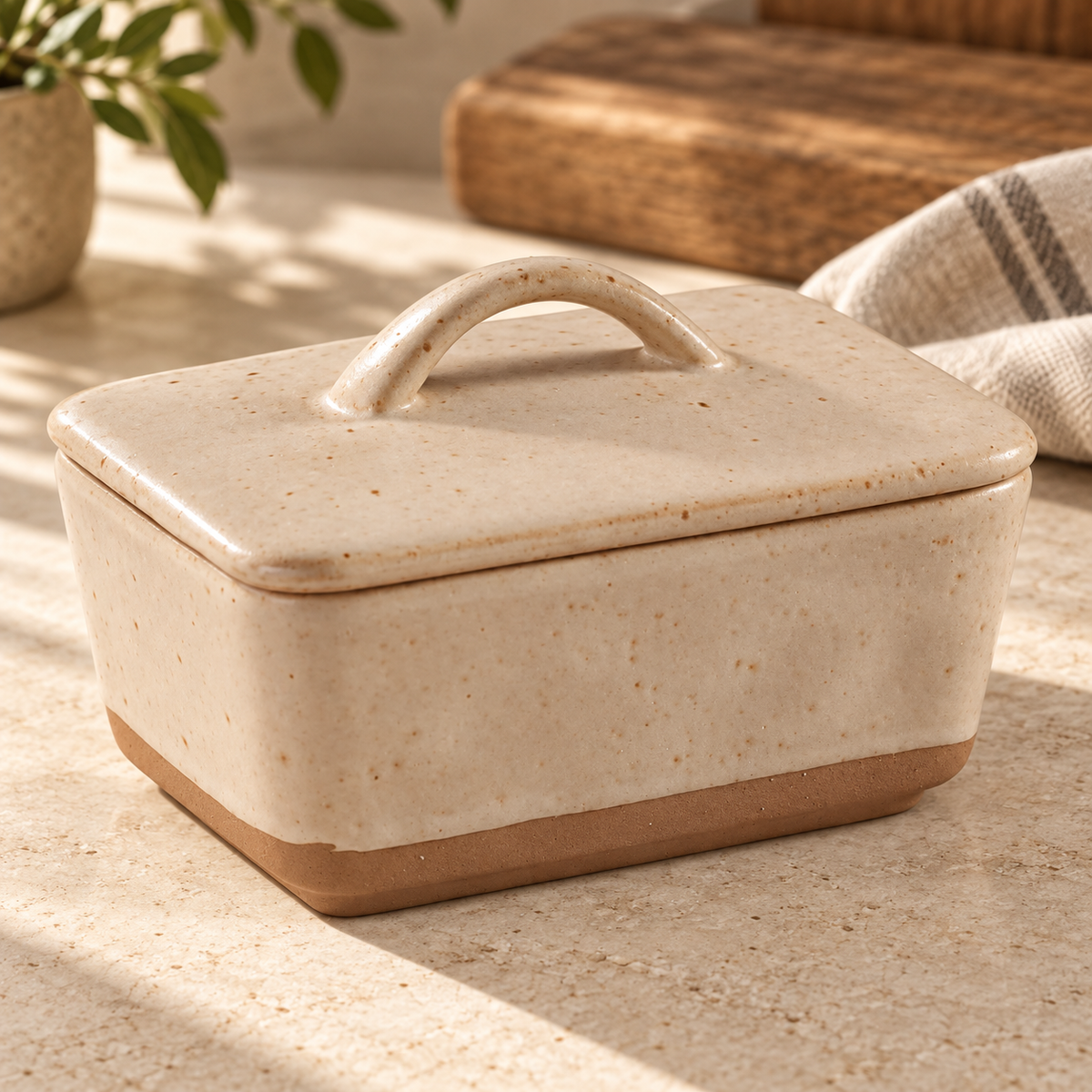 Speckled Ceramic Butter Dish — hero