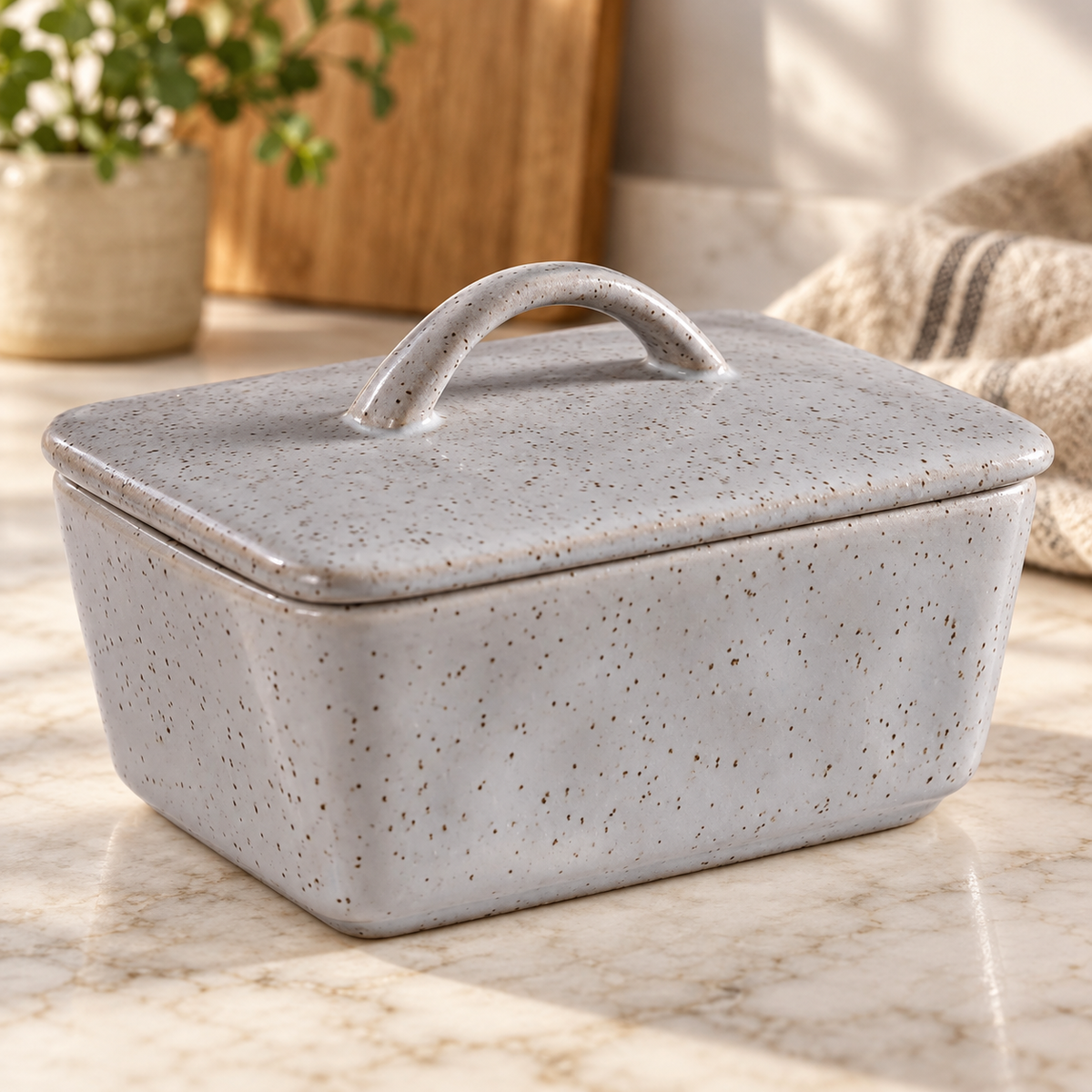 Speckled Ceramic Butter Dish — variant c
